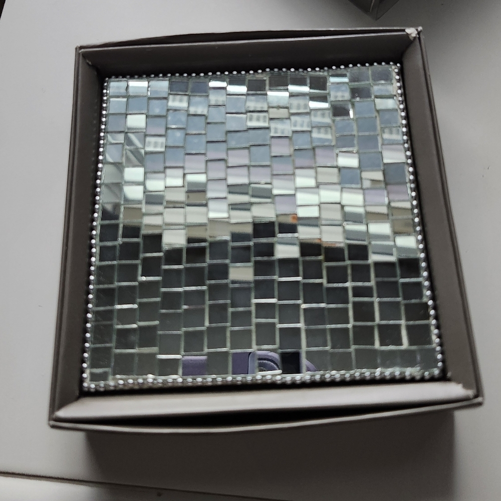 Silver Mirrored Coaster Set